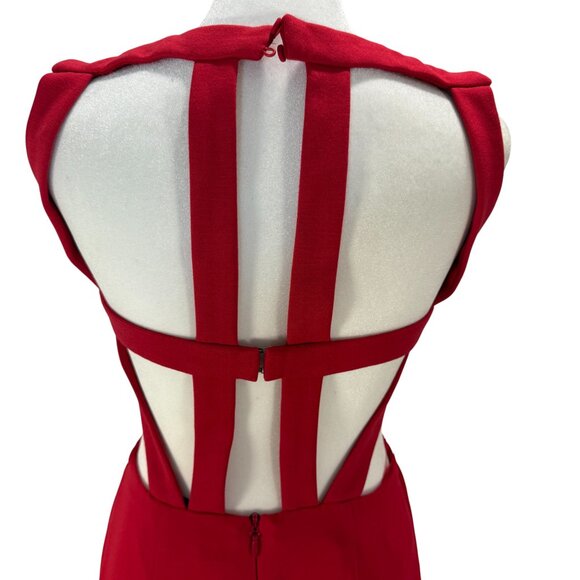 BCBGMAXAZRIA Red Cutout Back Gown - Picture 4 of 10